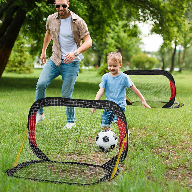 Goluri Fotbal Set 2 Plasa Fotbal Mini Porturi Pliabile Pentru Gradina Sau Parc Pentru Copii Si Adulti Otel Poliester Negru 186 X 90 X 89 Cm
