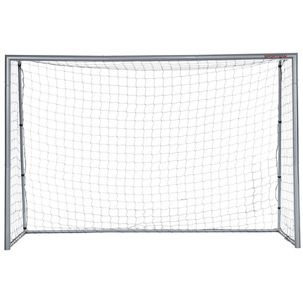 Port de fotbal cu plasă PE Port de fotbal pentru copii și adulți 300 x 120 x 200 cm oțel PE grădină antrenament fotbal gri
