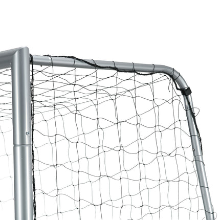 Port de fotbal cu plasă PE Port de fotbal pentru copii și adulți 300 x 120 x 200 cm oțel PE grădină antrenament fotbal gri