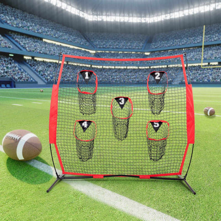 Football Throwing Net 8x8 Ft, 5 Target Pockets, Portable