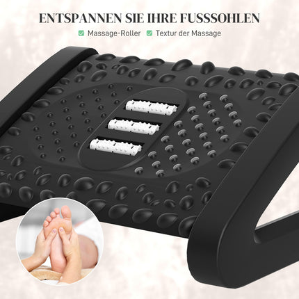 Suport pentru picioare Birou 6 nivele Suport pentru picioare reglabil pe inaltime cu suprafata de masaj, Suport pentru picioare ergonomic pentru birou, birou, negru