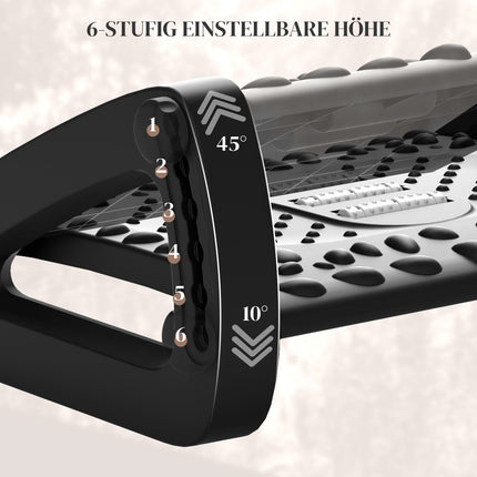 Suport pentru picioare Birou 6 nivele Suport pentru picioare reglabil pe inaltime cu suprafata de masaj, Suport pentru picioare ergonomic pentru birou, birou, negru