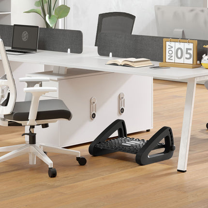 Suport pentru picioare Birou 6 nivele Suport pentru picioare reglabil pe inaltime cu suprafata de masaj, Suport pentru picioare ergonomic pentru birou, birou, negru