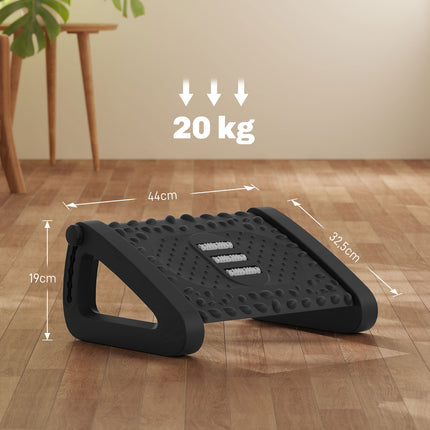 Suport pentru picioare Birou 6 nivele Suport pentru picioare reglabil pe inaltime cu suprafata de masaj, Suport pentru picioare ergonomic pentru birou, birou, negru