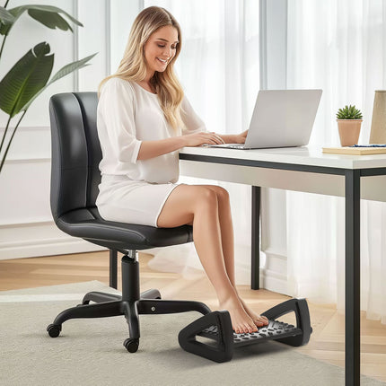 Suport pentru picioare Birou 6 nivele Suport pentru picioare reglabil pe inaltime cu suprafata de masaj, Suport pentru picioare ergonomic pentru birou, birou, negru