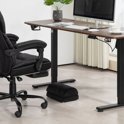 Footrest with anti-slip padding, velvet look, black