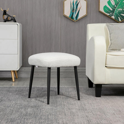 Cream Cashmere-look footstool with steel legs, 42x42x47cm