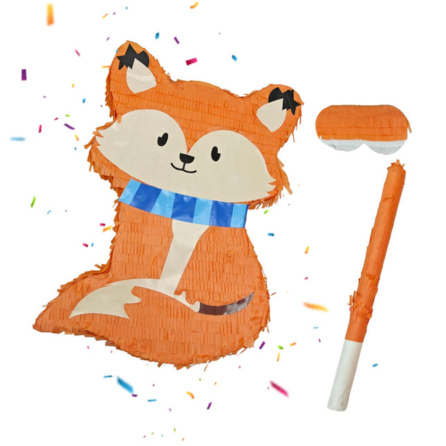 Set de piñata Fox cu bâtă și mască pentru petreceri