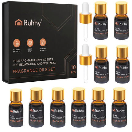 Set uleiuri parfumate pentru difuzoare, 10 x 10 ml cu pipetă