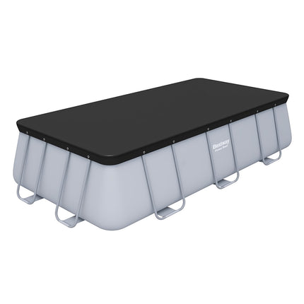 Frame Pool Cover 396 x 185 cm for 404 x 201 cm Pools, Black PVC, Drain Holes