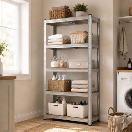 Free-Standing Heavy-Duty Rack with 5 Tiers, 875 kg Capacity, Silver