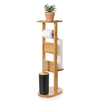 Suport de hârtie igienică independent din bambus cu raft