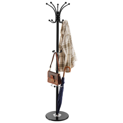 Freestanding Coat Rack With Umbrella Holder, 14 Hooks