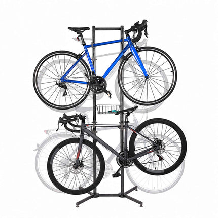Suport independent pentru biciclete electrice cu coș, brațe reglabile