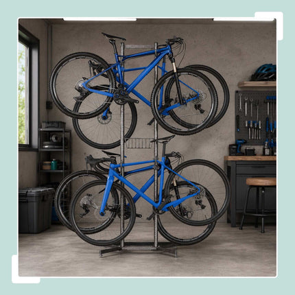 Suport independent pentru biciclete electrice cu coș, brațe reglabile
