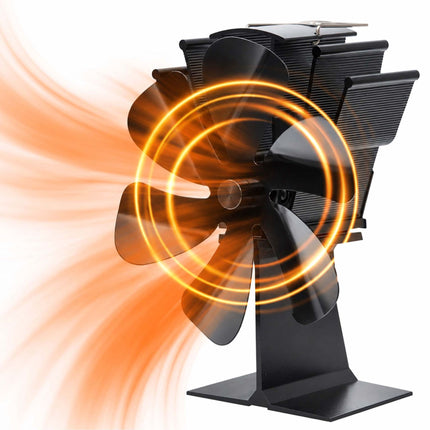 Freestanding Stove Fan with 6 Blades, No Electricity Needed, Black