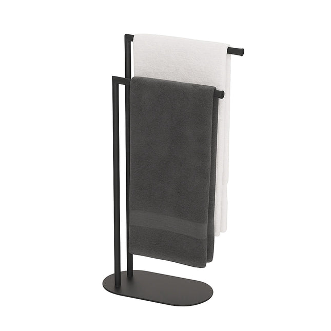 Suport de prosoape independent, baie din metal mat cu 2 bare