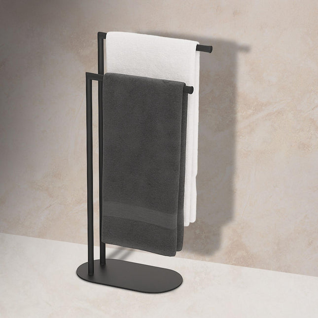 Suport de prosoape independent, baie din metal mat cu 2 bare