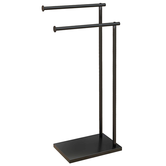 Suport de prosoape independent cu 2 bare, metal negru 35,5x20x78 cm