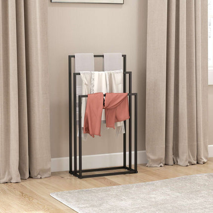 Suport de prosoape independent cu 3 bare, oțel, 45x21,5x85 cm