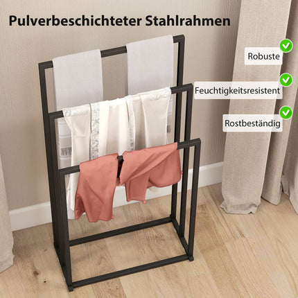Suport de prosoape independent cu 3 bare, oțel, 45x21,5x85 cm