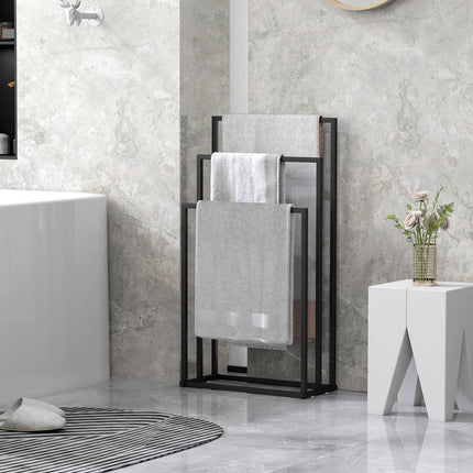 Suport de prosoape independent cu 3 bare, oțel, 45x21,5x85 cm