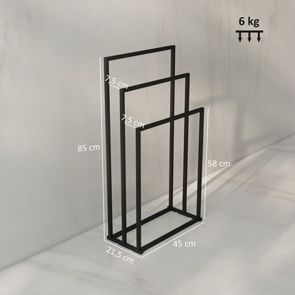 Suport de prosoape independent cu 3 bare, oțel, 45x21,5x85 cm