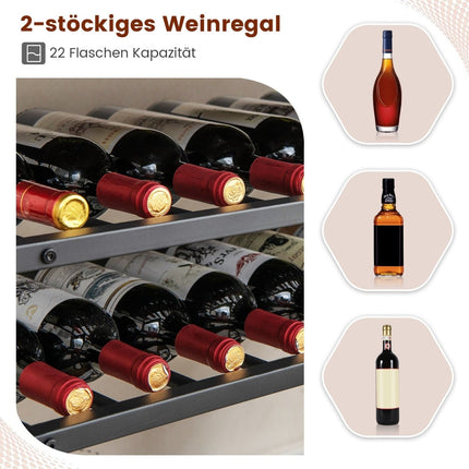 Suport de vin independent cu suport pentru pahare, maro rustic