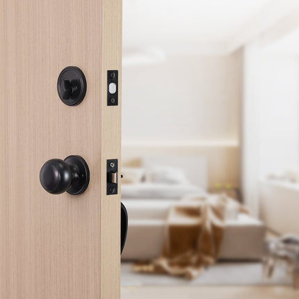 Front Door Handleset With Deadbolt, Matte Black, Adjustable