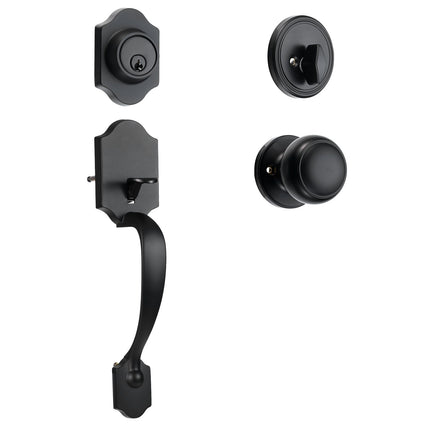 Front Door Handleset With Deadbolt, Matte Black, Adjustable