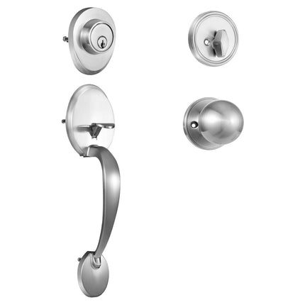 Front Door Handleset with Deadbolt, Satin Nickel, Single Cylinder