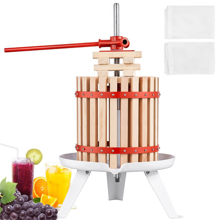 Fruit Wine Press 1.6 Gal, Manual Solid Wood Basket