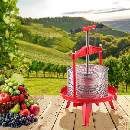 Fruit Wine Press 9L, Stainless Steel Basket, T-Handle