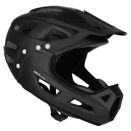 Cască integrală, neagră, protecție detașabilă pentru bărbie, L 58–61 cm