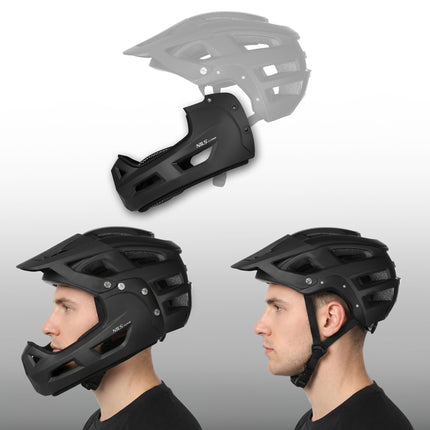 Cască integrală, neagră, protecție detașabilă pentru bărbie, L 58–61 cm
