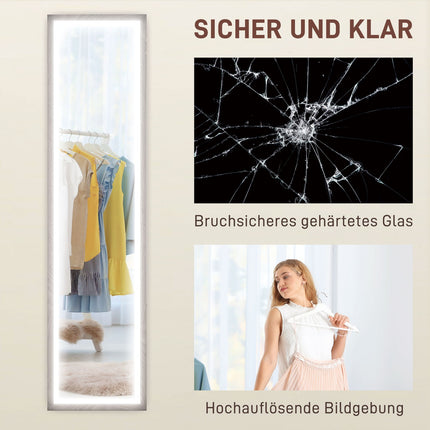 Oglindă LED de lungime completă, 40x160 cm, control tactil, reglabilă