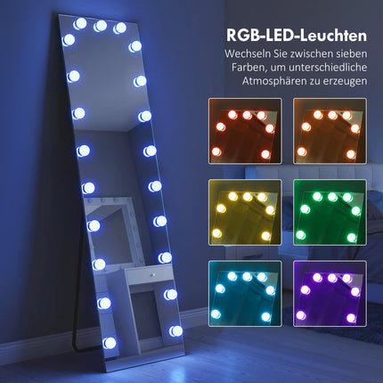 Oglindă pe toată lungimea 150x40 cm, LED RGB, control tactil, memorie