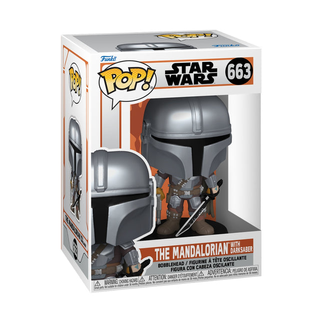 Figurină Funko Pop! Vinyl: The Mandalorian - Mando cu Darksaber