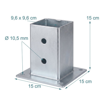 Suporturi pentru stâlpi din oțel galvanizat, pachet de 4 – argintiu, 90x150 mm