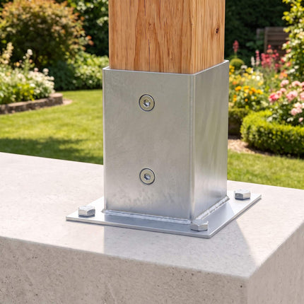 Suporturi pentru stâlpi din oțel galvanizat, pachet de 4 – argintiu, 90x150 mm