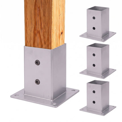 Suporturi pentru stâlpi din oțel galvanizat, set 4 bucăți – 70x70 mm