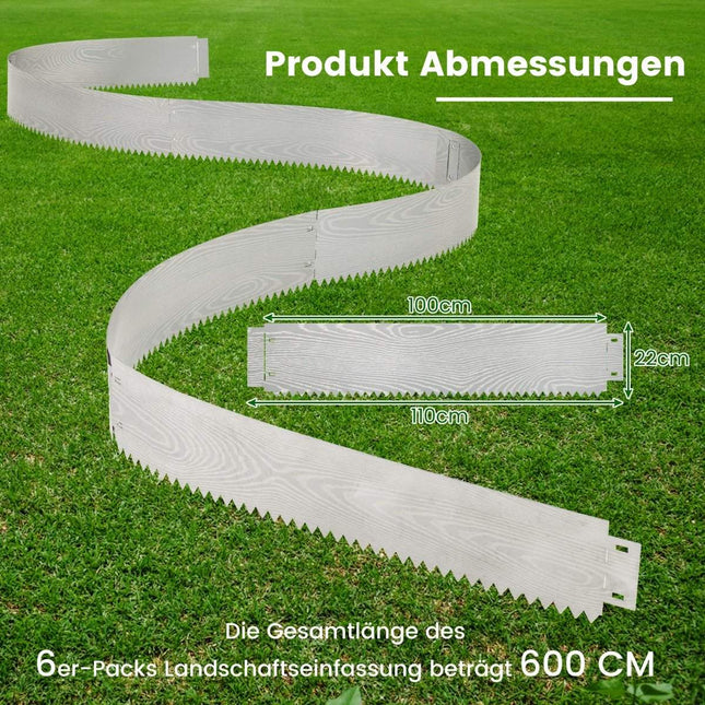 Borduri de grădină din metal galvanizat, 6 bucăți, 110 x 22 cm