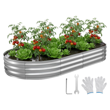 Galvanized Raised Garden Bed, Oval, 240 x 120 x 30 cm