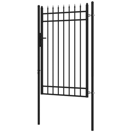 Garden gate in black galvanized steel with lock and handle, 107x204 cm