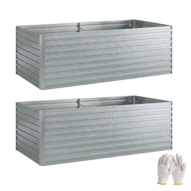 Set de paturi de grădină suspendate din oțel galvanizat, 180x90x60 cm, argintiu