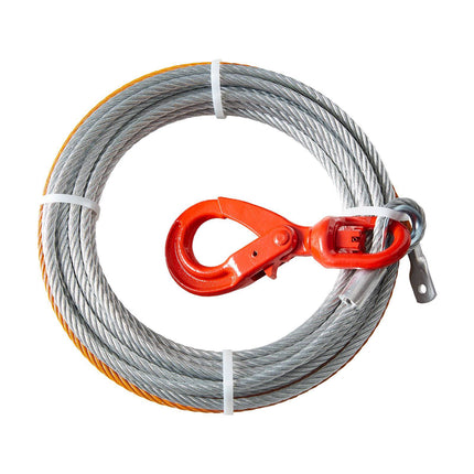 Galvanized Steel Winch Cable 3/8 in x 100 ft, Swivel Hook