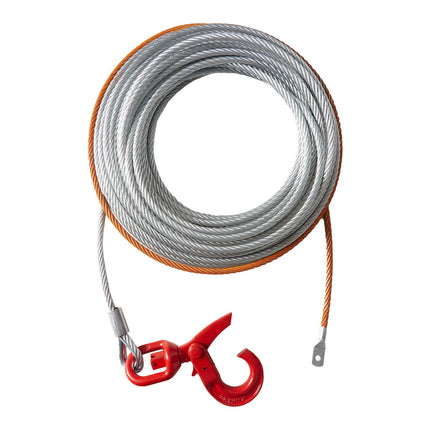 Galvanized Steel Winch Cable 3/8 in x 100 ft, Swivel Hook