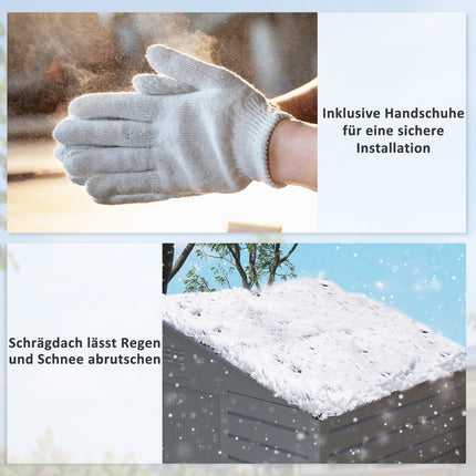 Magazin de scule din oțel galvanizat 2.43? 213x131x192cm Magazin pentru scule cu acoperiș cu fronton, ușă glisantă cu blocare, șopron de grădină rezistent la intemperii, șopron de grădină în aer liber pentru zona exterioară a curții, gri