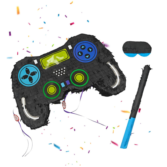 Set piñata cu controler de joc, bâtă și mască