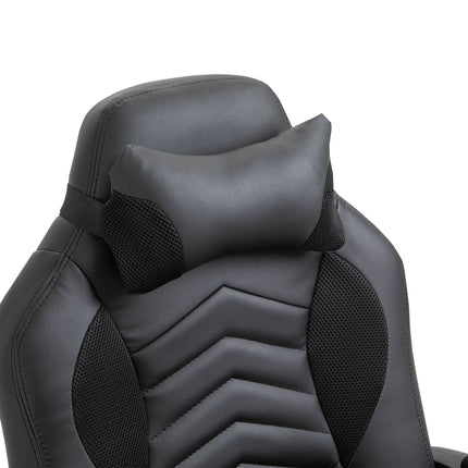 Scaun gaming Scaun de birou cu functie de incalzire 6 puncte de vibratie Scaun pivotant ergonomic Scaun de masaj din piele artificiala neagra L68 X D69 X H (108-117) Cm